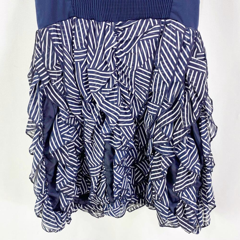 H&M Navy Blue Striped Empire Waist Sleeveless Mini Dress - Picture 8 of 10